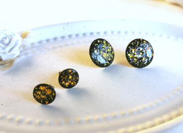 glitzer ohrstecker emaille schwarz